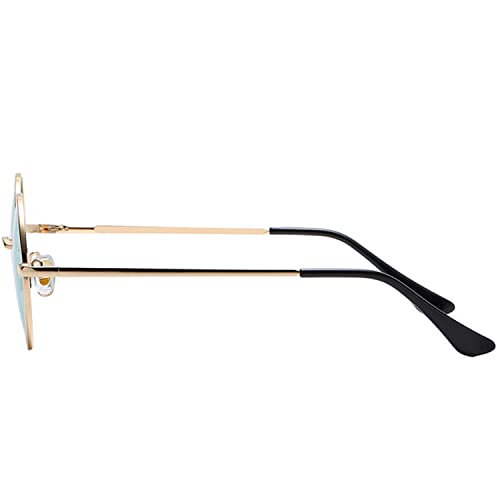 Image of Red Lens Circle Glasses Small Round Polarized Sunglasses for Women Men Retro Hippie Style Circle Sun Glasses