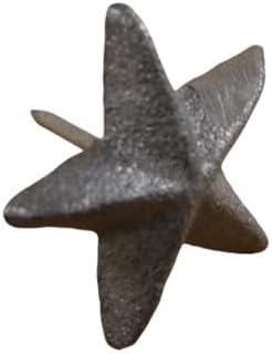 Cast Iron Star Nail Decorations, 1 7/8" Wide, 1 1/4" Long Nail, Natural Iron, Set of 25 for Crafts, Flags, Door Decoration, Clavos, Tacks