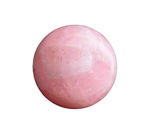 StoneStory Rose Quartz Crystal Sphere Ball with Wood Stand Large Healing Crystals Sphere Sculpture Home Office Decoration Fengshui Meditation Healing 90mm 3.54 inches (Rose Quartz, 3.54 inches )