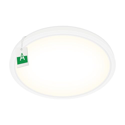 Bzavor LED Deckenlampe Effizienzklasse A 210lm/w 4000K 7W 1700lm,Rund Ø23cm LED Deckenleuchte Flach IP54 Wasserfest Lampe Panel für Küche Wohnzimmer Badezimmer Flur Schlafzimmer, Weiß, Ultra Dünn