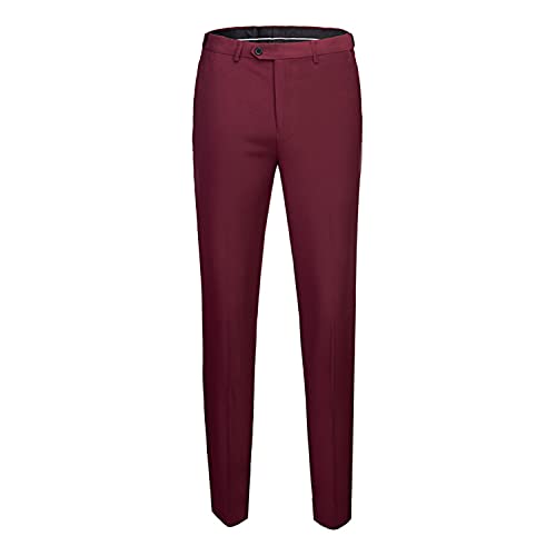 Men's 3 Pieces Suits Slim Fit Suit Business Wedding Dress Jacket Vest Pants Set Linen Suit Summer Blazer with Pants (Crimson,4X-Large)3