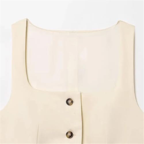 Women's Cropped Suit Vest, Sleeveless Office Waistcoat Jacket with Button Closure for Business Looks2