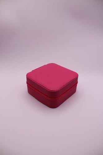 Image of Ballotte CKPS Jewellery Organiser PU Leather Zipper Portable Storage Box Case with Dividers Container for Rings, Earrings, Necklace Home Organizer (Hot Pink)