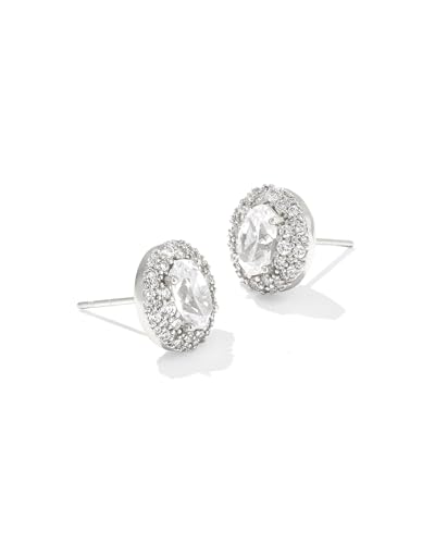 Kendra Scott Bella Stud Earrings in White CZ, Silver...