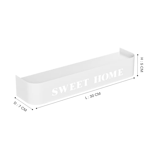 LOFTPLUS Schlüsselbrett mit Ablage Schlüsselboard Wand - Moderner Minimalistisches Schlüsselhalter, Metall Schlüsselablage mit 5 Verdeckten Wandhaken für Eingang, Flur, Küche, Wohnzimmer - Weiß