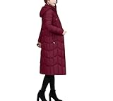 Donne Giù Cappotto Con Cappuccio Dritto Capispalla Parka, Bordeaux, L