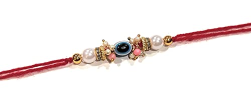 Image of Elegant And Stylish Evil Eye Rakhi with Roli Tilak for Bro /Brother /Bhaiya /Bhai for Rakshabandan (Evil Eye Design)