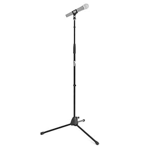Tiger MCA21-BK Straight Microphone Stand with Tripod Base – Adjustable Mic Stand – Black