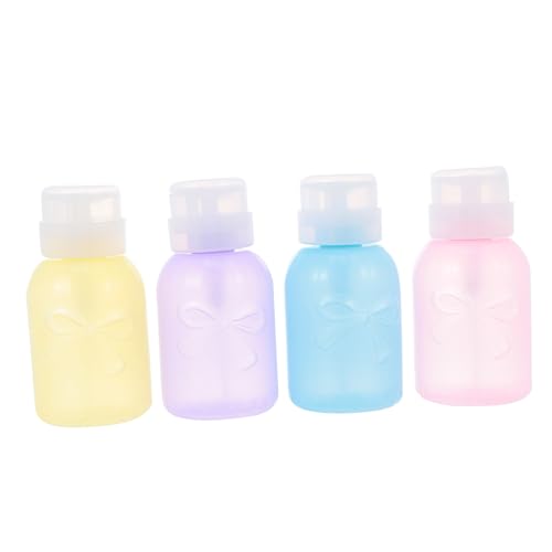 HAMPPLIES 4 piezas Botellas de Plástico con Dosificador de Colores Pastel sin Olor Duraderas y Multipropósito para Almacenamiento y Quita Esmalte de Uñas para Viaje y Uso Cosmético