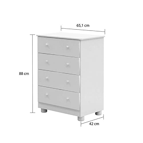 Conjunto para Quarto de Bebê Guarda Roupa 3 Portas Cômoda 4 Gavetas Pipoca Móveis Peroba Branco Bril