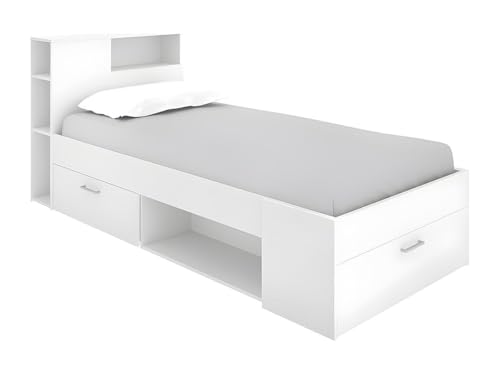 DEKIT GRUPO RIMOBEL Lanka, Letto compatto 90 x 190 con cassetti, bianco, 96 x 99 x 218 cm