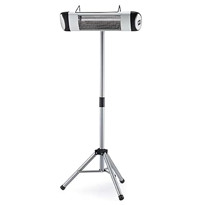 JOMEED 15000W Electric Outdoor Infrared Wall Mountable Patio Heater with Remote Control, Adjustable Telescoping Stand, and 3 Heat Settings