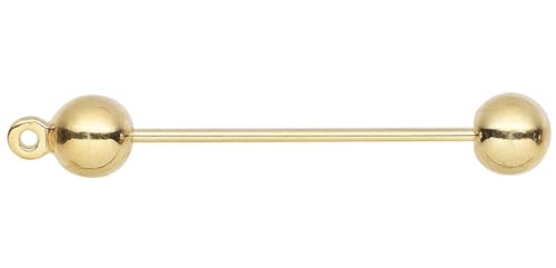 Drop, 10 Gold Plated Brass 36.5mm Long Pins with 6mm Twist Off Ball for Pendants