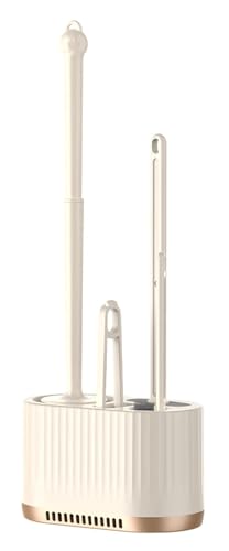 Image of Basaza Toilet Brush and Holder Set Toilet Bowl Cleaning Brush and Holder for Bathroom Toilet Bowl Cleaner Brushes & Holders 4 in 1 Beige Bathroom Accessories Wall Mounted or Floor Standing