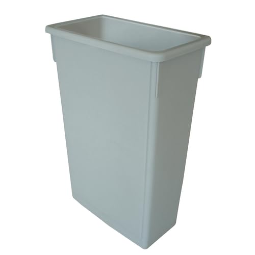 FSE PLTC023G Trash Can, 23 Gallon, Rectangular, Flat Bottom, Durable, Plastic, Gray
