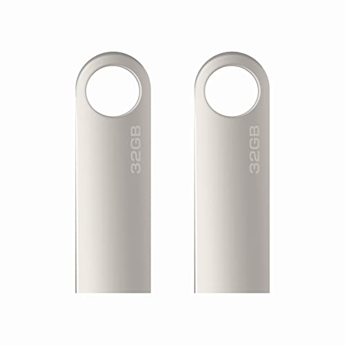 Chiavetta USB 32 GB, 2 Pezzi Mini Pen Drive 32 Giga Portatile USB Key Pennetta USB 32GB per PC, Laptop, ecc (Argento*2PCS)