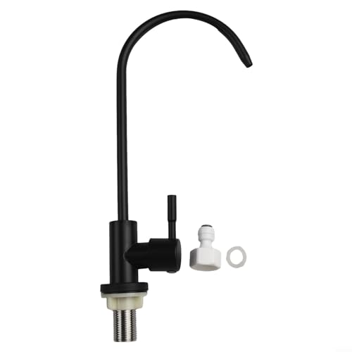 Grifo de agua potable, grifo de filtro de agua de acero inoxidable G1/2, grifo de ósmosis inversa, grifo purificador de agua para fregadero de cocina (negro)