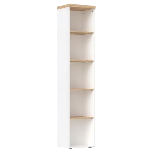 AltoBuy Etagère Colonne Blanc laqué Brillant Dessus et étagères Aspect Bois Finition Cadiz - Genius