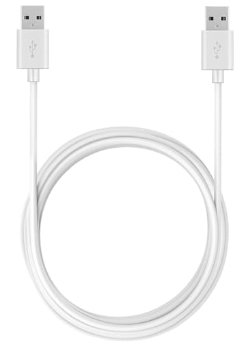 Image of USB 2.0 Male to Male Cable - Data Transfer for Hard Drive, Laptop, DVD Player, USB Hub, Monitor, Camera, Set Top Box (White)