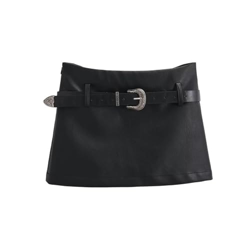 Jupe rétro avec ceinture noire de style trapèze