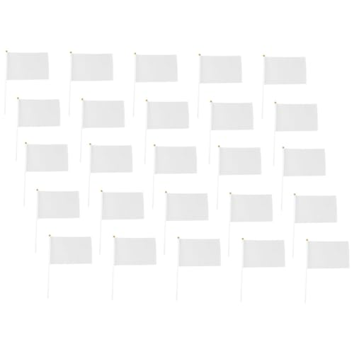 CIMAXIC Soccer Flags 25pcs White Hand Crank Flags Match Signal Flags for Referees Sports Activities