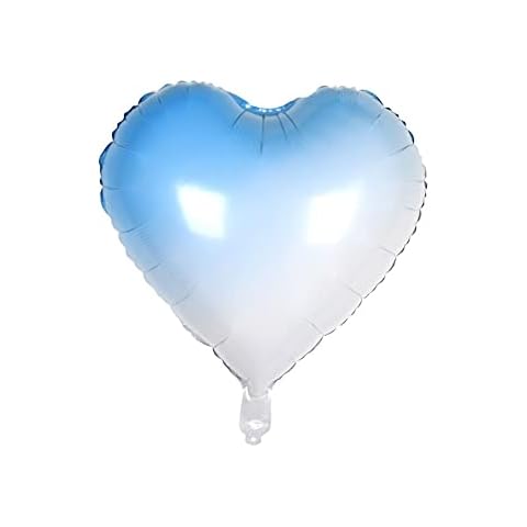 CozofLuv Pack of 25 18 Inch Blue Heart Balloons Foil Balloons Heart Shape Helium Balloons for Birthday Valentine's Day Wedding Engagement Cover