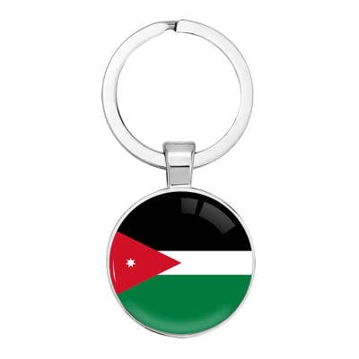 GenericNational Flag Glass Cabochon Key Chain with ring - Country Flag Patriotism