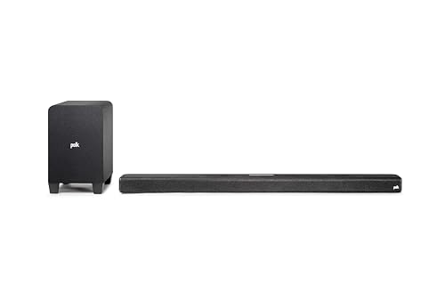 Polk Audio Signa S4 TV Sound Bar with Subwoofer - Dolby Atmos Audio VoiceAdjust & BassAdjust Technology, HDMI eARC, Wireless Subwoofer works with 8K, 4K, & HD TVs, Bluetooth, Wireless Streaming
