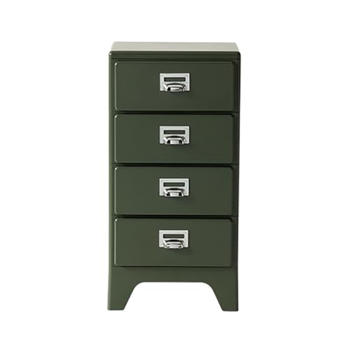 チェスト 収納ケース 収納ボックス 引き出し プラスチック ABS素材 2段/3段/4段/5段 10カラー 北欧風 レトロ風家具 おしゃれ (ダークグリーン, 4段)
