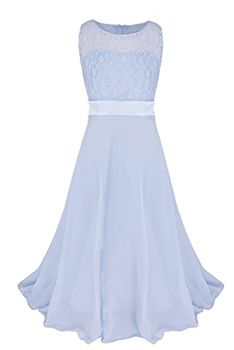 iEFiEL Big Girls Lace Chiffon Flower Girl Dress Wedding Prom Dance Ball Party Maxi Gown