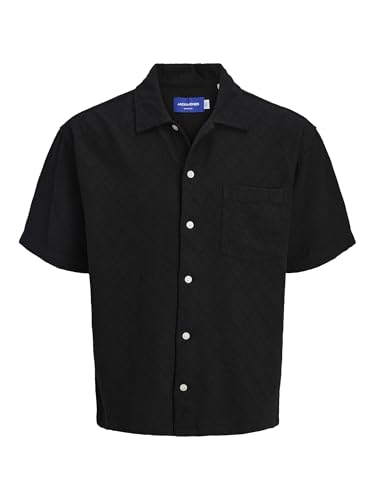 JACK & JONES Jortavira Texture Shirt SS - Camiseta para Hombre, Negro, L