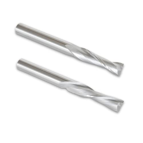 Routybits - 2 Pack - 1/4 Inch - Up Cut & Down Cut Bit Set - 1/4 Shank, 1 In Fl, Solid Carbide, Spiral Endmill, Cnc Router Bits #TOP6