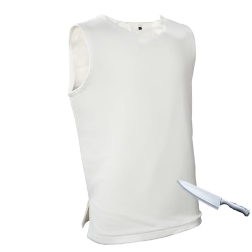 Gilet Anti-Coupures Dissimulé De Niveau 4, Gilet De Protection Complète, Résistance Aux Coups De Couteau Et Aux Coupures, Doux, Respirant Et Léger,White-L