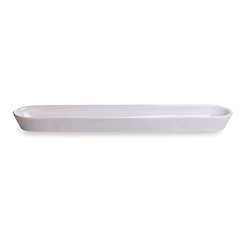 Siluro 12 Inch Olive Tray, 1 Narrow Olive Plate - Microwave-Safe, Oven-Safe, White Porcelain Narrow Serving Tray, Chip-Resistant, For Olives Or Cheeses - Restaurantware #TOP1