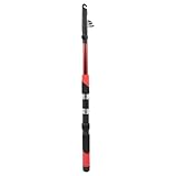 FONGKNOX Portable Telescopic Fishing Rod Glass Fiber Light Weight High Strength Fishing Pole Comfortable Anti-Slip Grip Travel Telescope Bait Lure Casting Rod FreshWater SaltWater Fishing Rod 1.8m Red