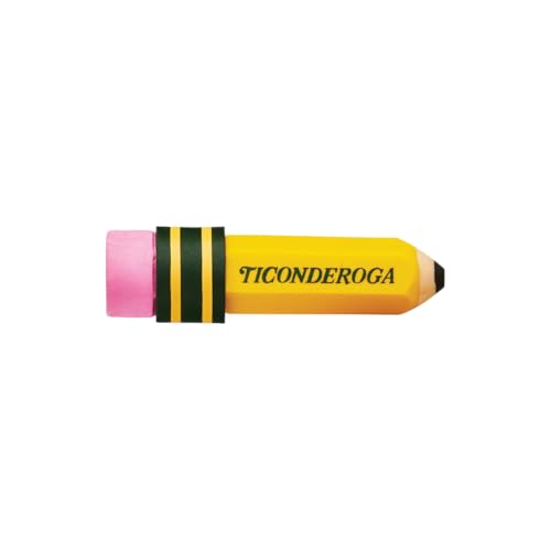 Image of Ticonderoga Pencil Shaped Erasers, 3 Erasers /Pack, 12 Packs | Yellow, 0.75 inch x 2.875 inch, #38953