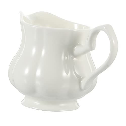 Homoyoyo Unique Spout Milk White Ceramic Small Pitcher Easy to Use Suitable for Home Shop Restaurant
