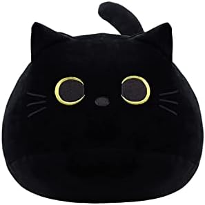 iBccly Black Cat Plush Toy 16'' Black Cat Pillow,Soft Plush Doll Cat Plushie Cat Pillow,Stuffed Animal Soft Plush Pillow Baby Plush Toys Cat Shape Design Sofa Pillow Decoration Doll (B)