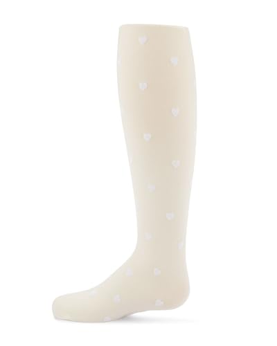 MeMoi Girls' Opaque Flocked Heart Nylon Tights2