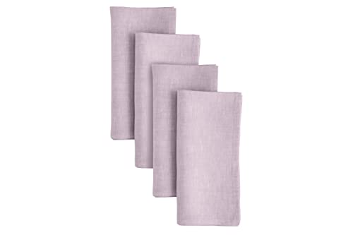 Solino Home Linen Dinner Napkins 20 X 20 Inch – 100% Pure Linen Fabric Napkins For Spring, Summer, Dining – Chambray Lavender Cloth Napkins Set Of 4 – Athena, Handcrafted And Machine Washable #TOP20
