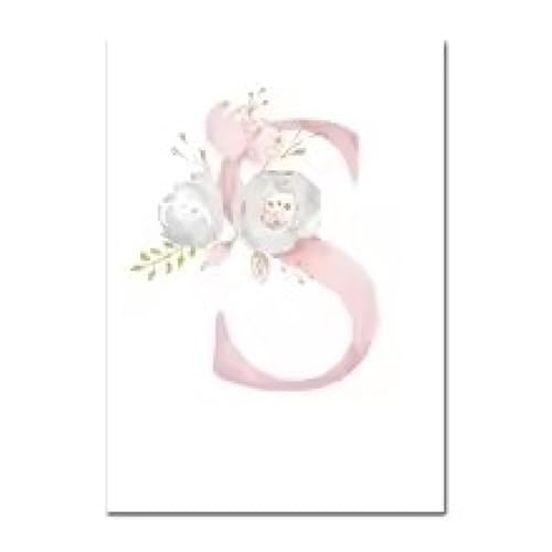 Impression sur toile aquarelle lettre rose grand format 60x90cm affiche fleurs chambre enfant