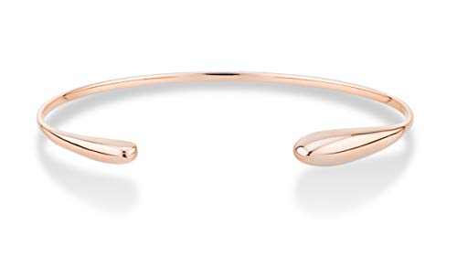 Miabella 925 Sterling Silver Or 18Kt Gold Over Silver Italian Thin Adjustable Organic Teardrop Open Cuff Bangle Bracelet For Women Handmade In Italy (Rose-Gold-Plated-Silver, Medium (7.25" - 7.5")) #TOP1