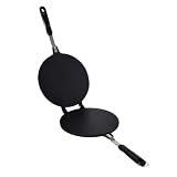 kowaku Forno Teglia Padella Piastra Antiaderente Doppia Faccia Struttura con Cerniera Superficie Goffrata Manici Lunghi in Lega di Alluminio Adatta per, Nero, Grande 22CM