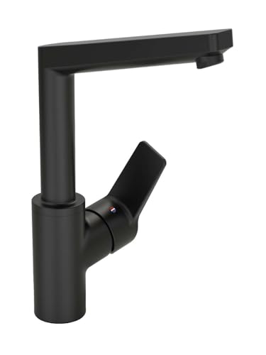 Hansa Einhebelmischer Waschtischbatterie HANSATWIST 0955 Ausladung 130 mm DN15 Matt-Schwarz, 0955220333