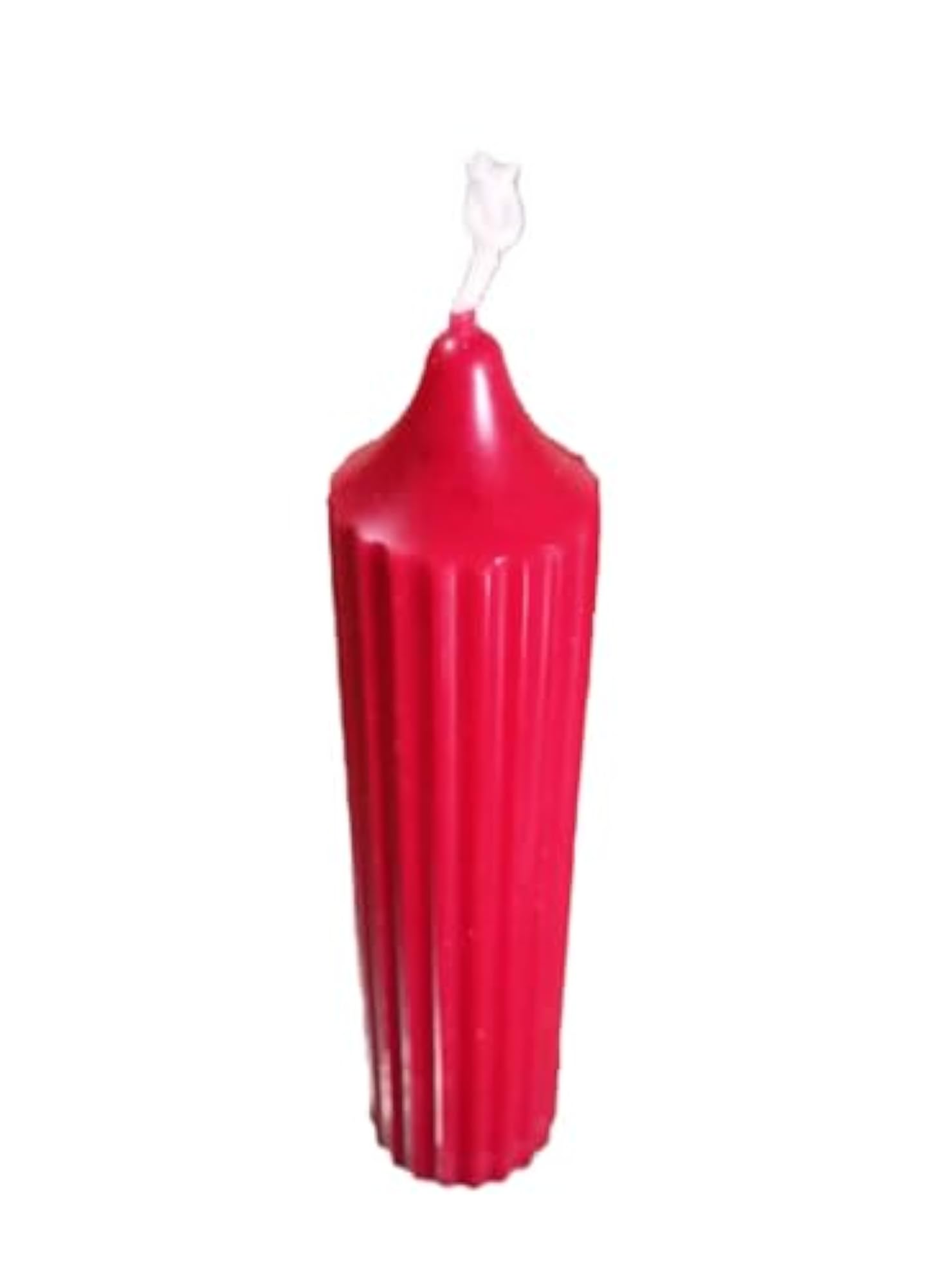 Red Ribbed Pillar Decorative Candle for Home Décor, Romantic Dinner Gift