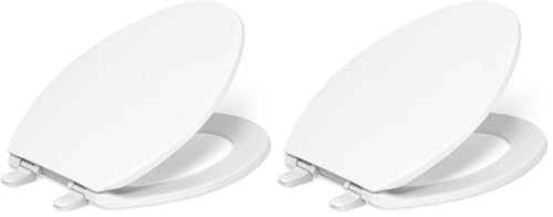 Image of KOHLER K-4774-0 Brevia Elongated White Toilet Seat with Quick-Release Hinges And Quick-Attach Hardware For Easy Clean,White,(Pack of 2)