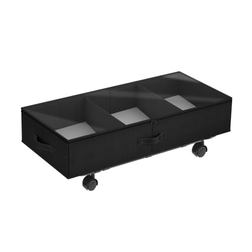 Caja de almacenamiento con ruedas debajo de la cama organizador textil grande 2