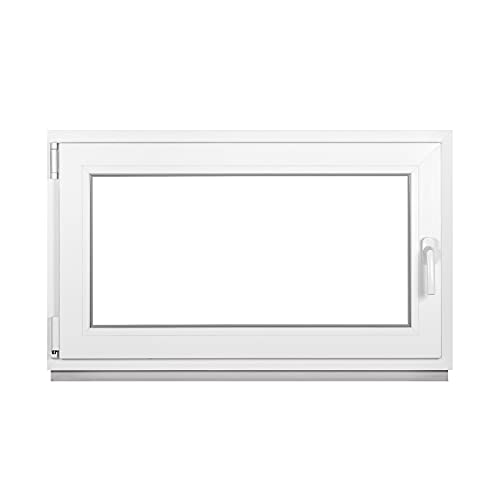 Komforta Fenêtre en plastique de qualité supérieure – Fenêtre de cave Blanc Argon Isoglas l x H : 900 x 450 mm, fenêtre de garage/abri de jardin l x H : 90 x 45 cm, triple vitrage, fonction DIN gauche