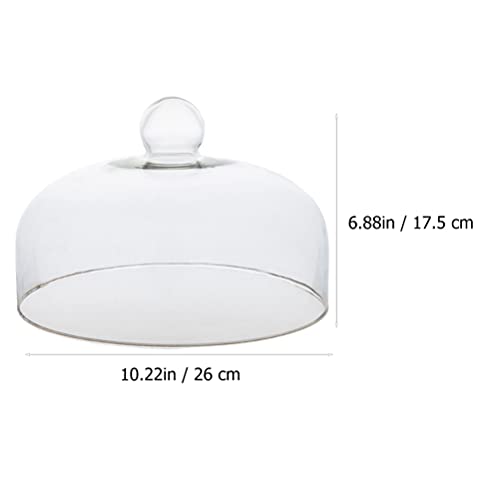 Szklana kopuła na ciasto okrągła przezroczysta kopuła Cloche pokrywa wystawowa na ciasto szklana pokrywa patelni do ciasta pokrywka talerza na żywność przezroczysta pokrywa na ciasta desery 26CM/761