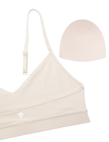 Image of CRZ YOGA Butterluxe V Neck Sports Bras | Light Support, Removable Pads, Yoga, Extremely Soft, Square Back, Adjustable Spaghetti Straps, for Women